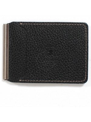 Зажим для купюр Premier-LZ-933 натуральная кожа  (зажим-скрепка,  внешний карман д/карт)  черный феникс (2)  231356