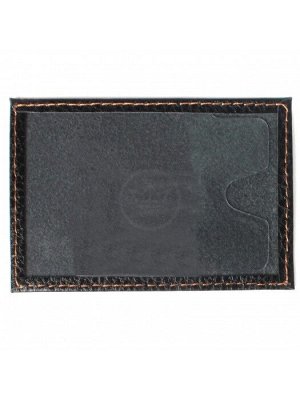 Обложка пропуск/карточка/проездной Premier-V-41 натуральная кожа черный флоттер джинс (21-10)  106800