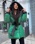 Куртка женская двусторонняя, евро зима, зеленый