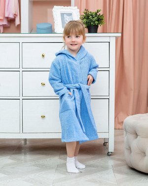 Халат детский махровый с капюшоном цвет Синий