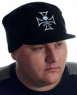 Удобная шапка-кепка с нашивкой – череп с костями на фоне тамплиерского креста - мужской дизайн, фирменное качество Miller Way и низкая цена ОСТАТКИ СЛАДКИ!!!!