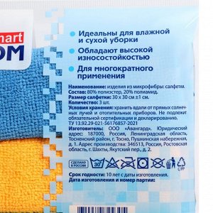 Эконом Smart №3 Салфетка микрофибра 30*30 80*20, 72430