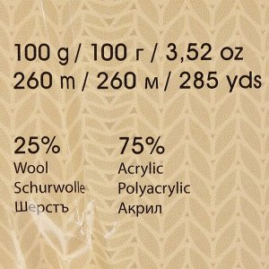 Пряжа "Crazy color" 25% шерсть, 75% акрил 260м/100гр (164 принт)