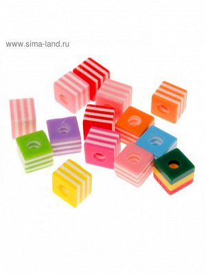 Декор для творчества пластик Полосатые кубики набор 13 шт 1 х 1 х 0,8 см