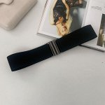 Ремень женский текстильный эластичный с минималистичной пряжкой, цвет черный