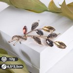 Брошь &quot;Веточка&quot;, цветная в кофейном золоте