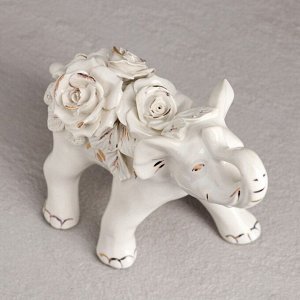 Статуэтка "Слон", белая, лепка, керамика, 19 см