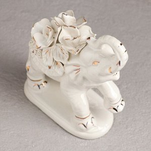 Статуэтка "Слон Индийский", белая, лепка, керамика, 18 см, микс