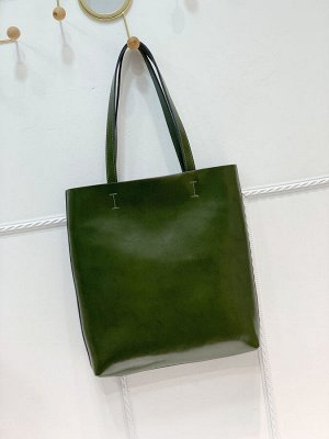 Кожаная сумка шоппер, цвет зеленый