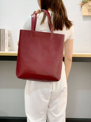 Кожаная сумка шоппер, цвет бордовый
