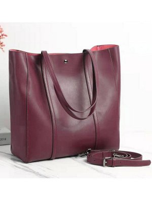 Женская сумка-трапеция из натуральной кожи, цвет бордовый