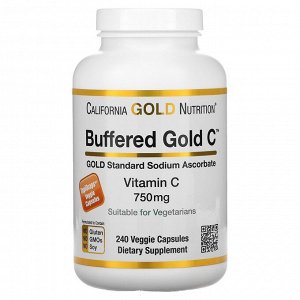 California Gold Nutrition, буферизованный витамин C в капсулах, 750 мг, 240 растительных капсул