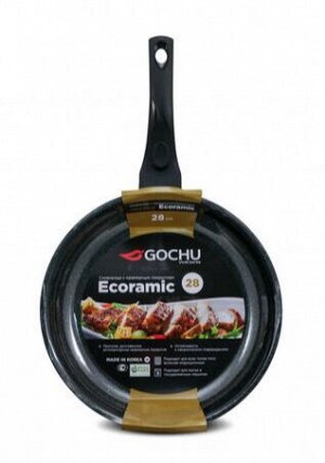 Сковорода 28 см с мраморным покрытием для индукционных плит без крышки, Gochu Ecoramic