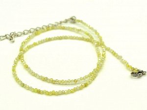 Чокер из граненых мелких бусин 2мм, фианит цвет фисташковый, 39см