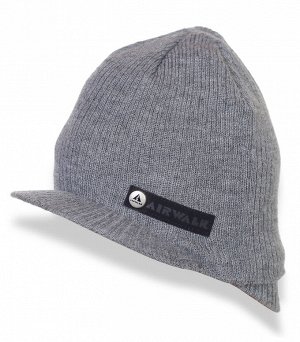 Шапка Серая вязанная шапка с логотипом Airwalk тепло и стиль в любую погоду №3253 ОСТАТКИ СЛАДКИ!!!!