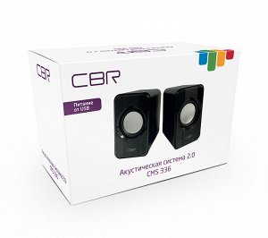 Колонки CBR CMS 336 Black, 2.0, питание USB, 2х3 Вт (6 Вт RMS), пластик