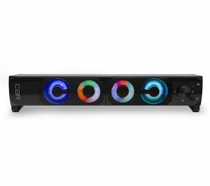 Колонки CBR CMS 514L Black, USB 2.0, 2х3 Вт, RGB-подсветка