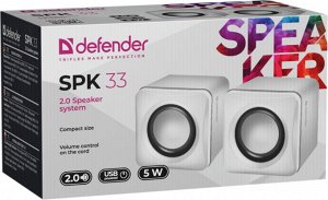 Колонки Defender SPK-33 белый 2.0   USB 5 Вт