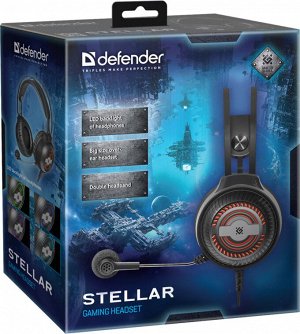 Гарнитура Defender Stellar игров, черн,кабель 2,2м