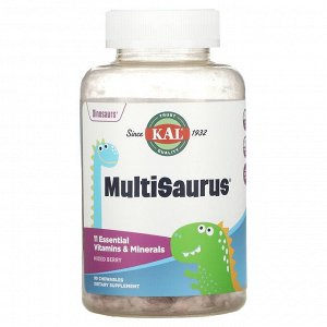 KAL, MultiSaurus, витамины и минералы, ягодное ассорти, 90 жевательных таблеток