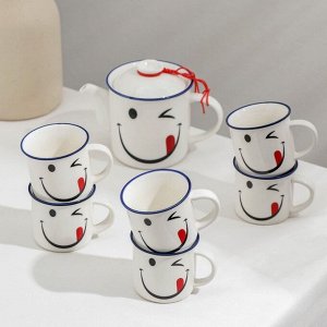 Набор чайный «Радость», 7 предметов: чайник 250 мл, 6 кружек 70 мл, МИКС