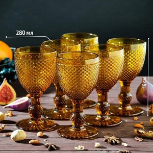 Набор бокалов стеклянных Magistro «Вилеро», 280 мл, 6 шт, 8?16 см, цвет жёлтый
