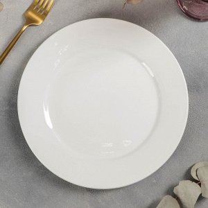 Тарелка фарфоровая обеденная с утолщённым краем White Label, 300 мл, d=22,9 см, цвет белый