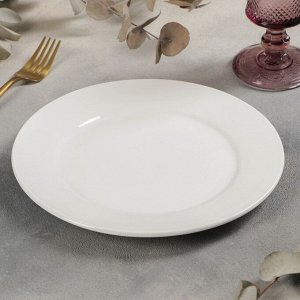 Тарелка фарфоровая обеденная с утолщённым краем White Label, 300 мл, d=22,9 см, цвет белый