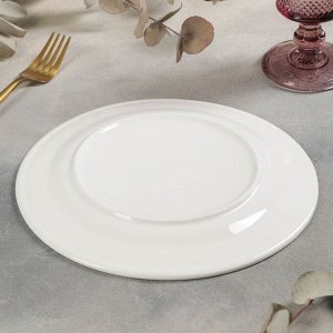 Тарелка фарфоровая обеденная с утолщённым краем White Label, d=22,5 см, цвет белый