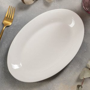 Блюдо овальное White Label, 25,5х17х2 см, с утолщённым краем, цвет белый