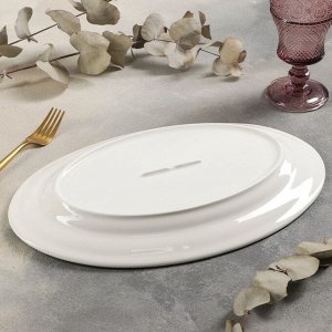 Блюдо овальное White Label, 35,5?24,5?2,5 см, с утолщённым краем, цвет белый