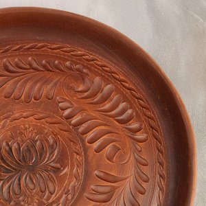 Блюдо для подачи "Круглое", красная глина, 35 см, микс