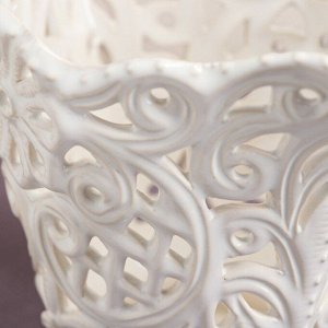 Конфетница "Тюльпан", белая, сквозная резка, керамика, 14 см