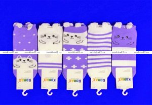 KOMAX  носки детские укороченные Мордочки с "ушками" для девочек