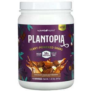 Purely Inspired, Plantopia, растительный коктейль, клубника и банан, 640 г
