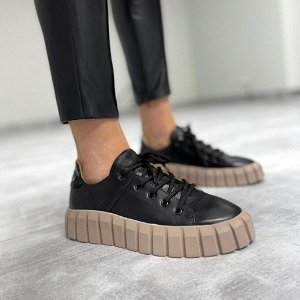 Женские кроссовки из экокожи, цвет чёрный