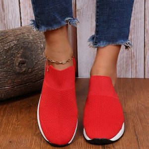 Женские текстильные кроссовки, цвет красный