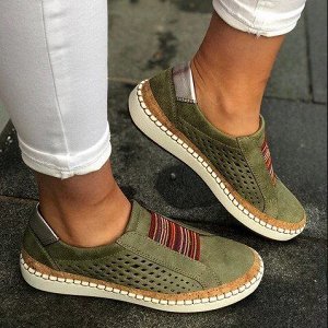 Женские кроссовки без шнурков, цвет зелёный