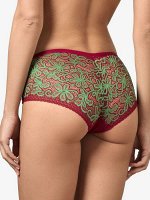 LUI et ELLE EF0537 bordeaux vert Трусы женские с высокой линией талии цветочным узором и лаконичностью форм