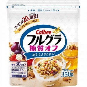 Мюсли с пониженным на 25% содержанием сахара Calbee 350г 1/8 пакет Япония