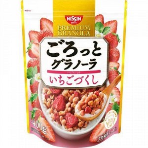 Мюсли Nissin Cisco с клубничными хлопьями и ягодами 400г 1/6 пакет Япония
