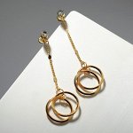 Серьги висячие со стразами &quot;Чувства&quot; кольца, цвет белый в золоте