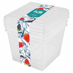 Комплект контейнеров для заморозки "Asti" квадратных 1 л х 3 штуки 221101301/00 бесцветный