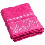 Полотенце махровое 35х60см, гладкокрашенное, 375г/м2, фуксия (Россия)