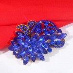 Брошь &quot;Императрица&quot; цветок с витками, цвет синий в чернёном золоте