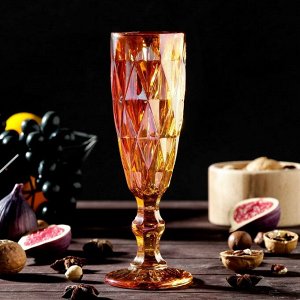 Набор бокалов стеклянных для шампанского Magistro «Круиз», 160 мл, 7x20 см, 2 шт, цвет янтарный