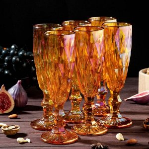 Набор бокалов стеклянных для шампанского Magistro «Круиз», 160 мл, 7x20 см, 6 шт, цвет янтарный