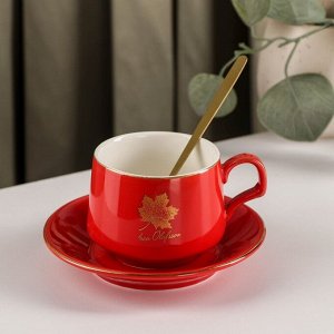 Чайная пара «Настроение», чашка 220 мл, блюдце d=13 см, цвет красный