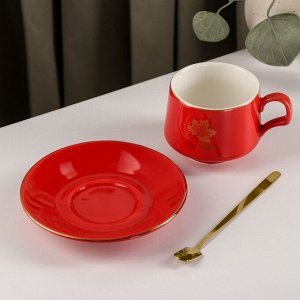 Чайная пара «Настроение», чашка 220 мл, блюдце d=13 см, цвет красный
