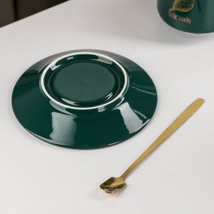 Чайная пара «Настроение», 2 предмета, чашка 220 мл, блюдце d=13 см, цвет зелёный